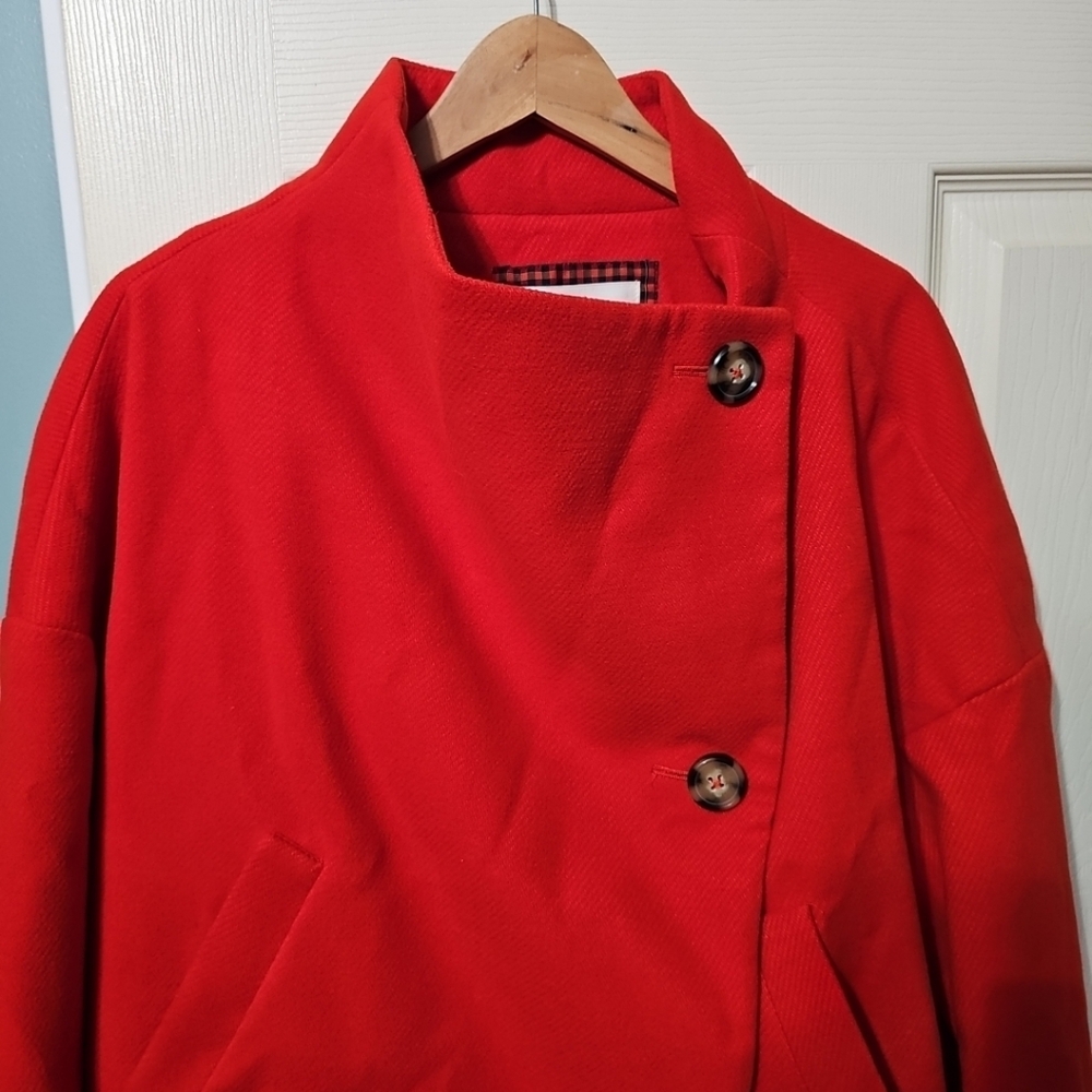 Anthropologie Sascha Red Asymmetrical‎ Jacket Women's Large NWOT Condition $180 - Picture 2 of 12